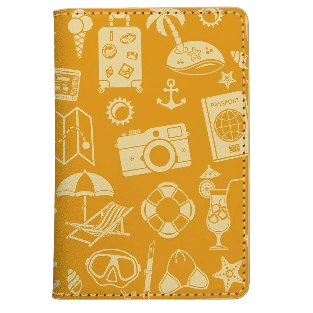 

Hand-Sewn Vegan Leather Passport Cover - Cute Travel Passport Holder Wallet - RFID Blocking Card Case Travel Accessories - Wa