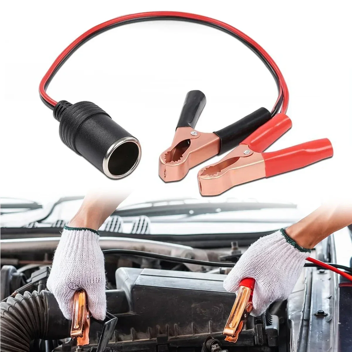 Car Battery Terminal Clamp Clip Female Batteries Socket Plug Car Mounted Cigarette Lighter Charger for Truck Motorcycle