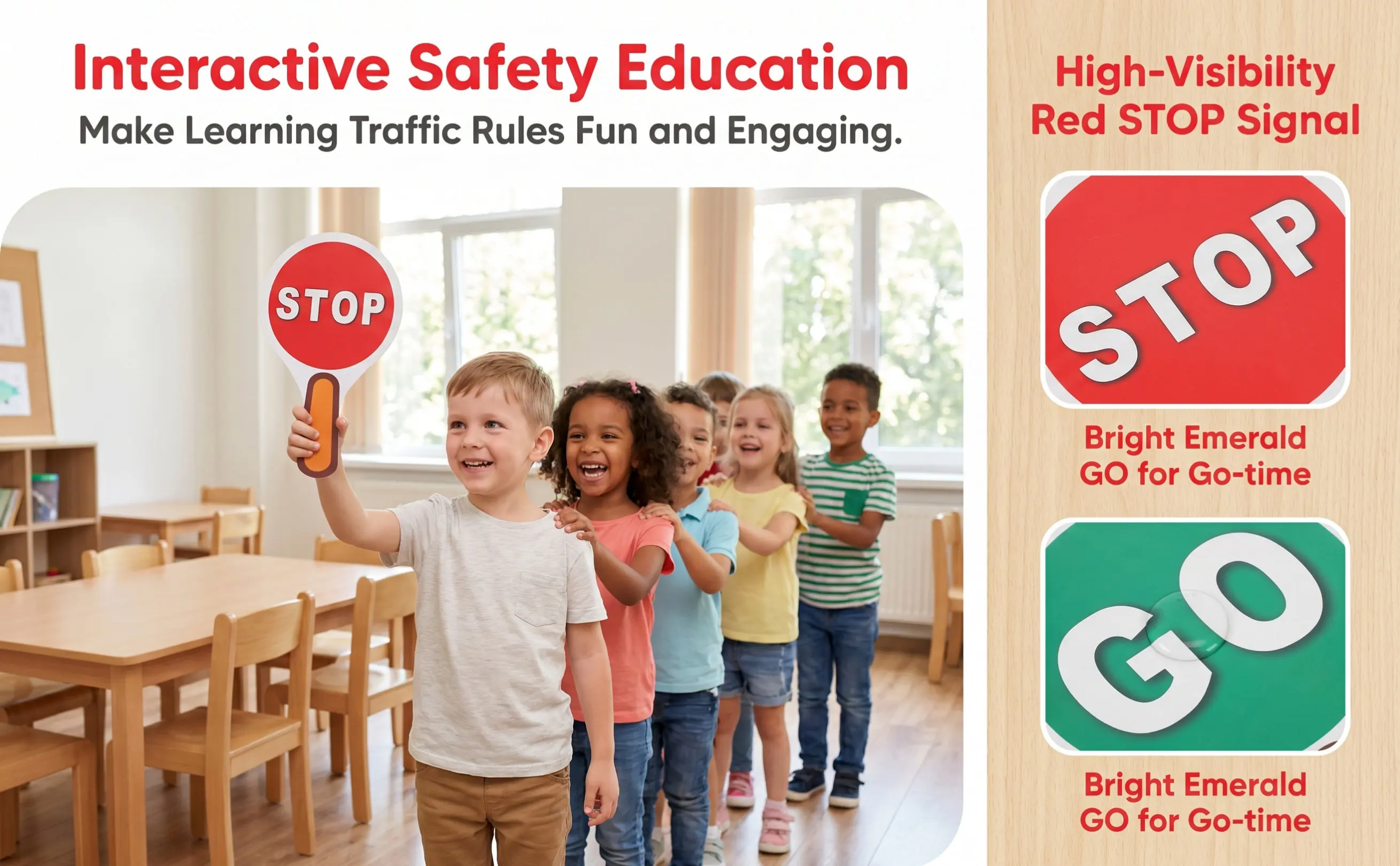 2Pcs Double-Sided Handheld Stop Waterproof Traffic Paddle Red Green Safety Control for Classroom Double-Sided Stop