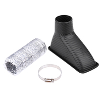 1Pcs Universal Car Front Bumper Admission Air Turbo Air Intake Pipe Kit ABS Turbine Inlet Kit Pipe Air Funnel Carbon Fiber Style