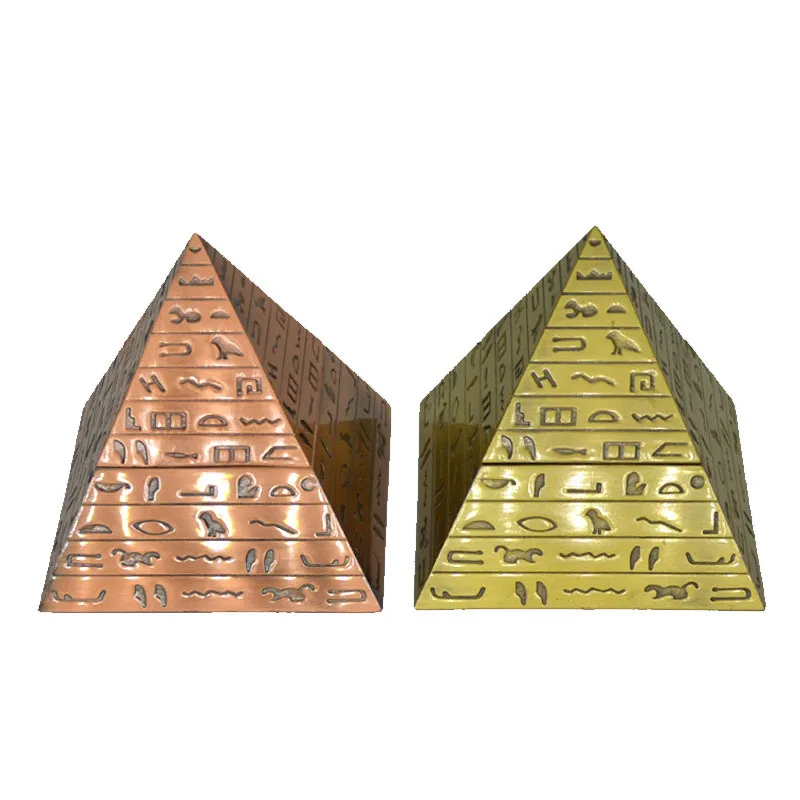 

Egyptian style jewelry box pyramid tin gold hinged link integrated storage box gift EGYPT