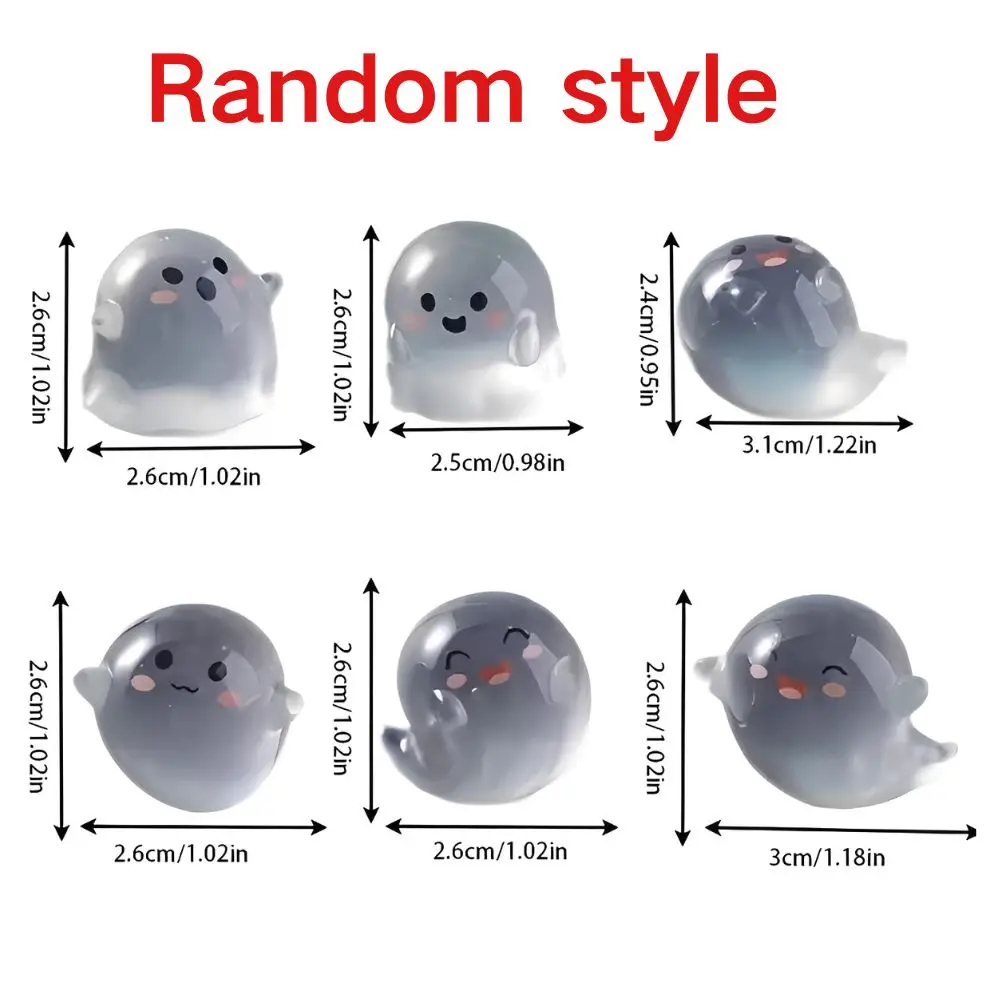 3/6pcs Random Face Glow Ghost Mini Figurines Resin In Dark Halloween Tabletop Decor YMY