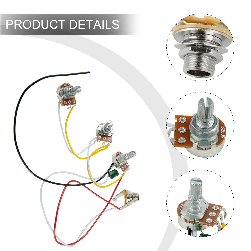 Guitar Parts Wiring Harness Prewired Set 2 Volume 250K Pots Bass Guitar Easy Installation High Quality Guitar Parts