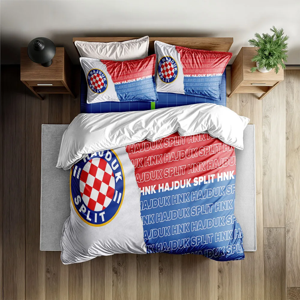 مجموعة غطاء لحاف سبليت من Hrvatska Nogometni Club Hajduk مجموعة أغطية سرير كينج كوين مزدوجة كاملة الحجم مقاس واحد