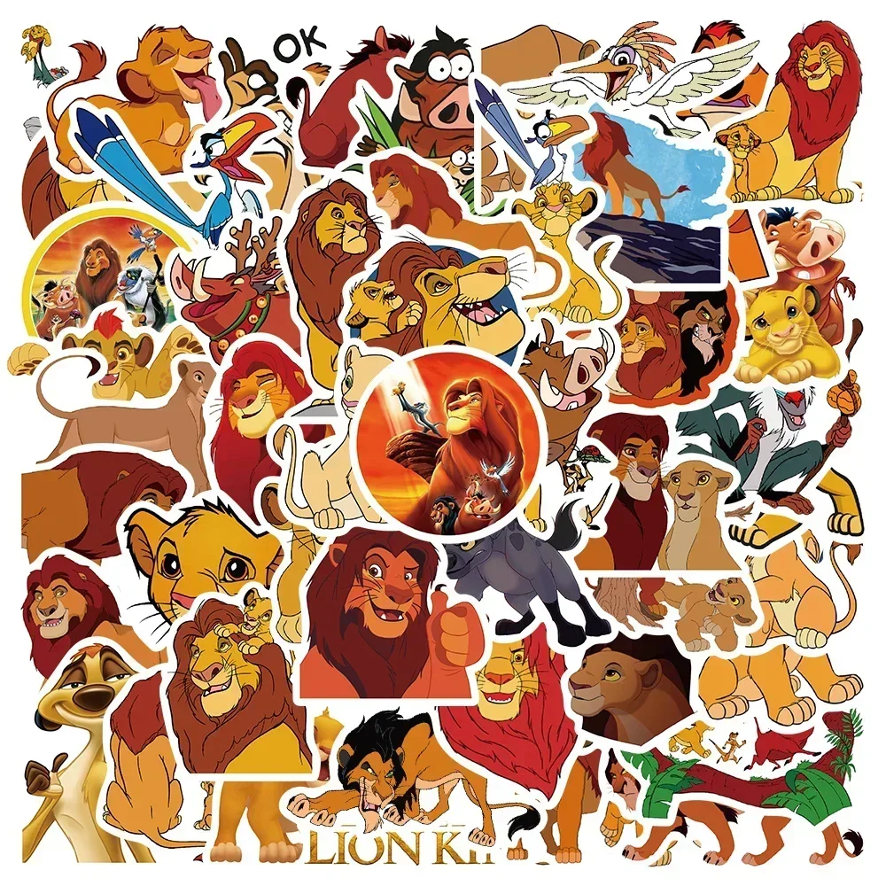 50PCS The Lion King Simba Stickers Disney Graffiti Decal For Scrapbook Diary Laptop Luggage Skateboard Waterproof Stickers