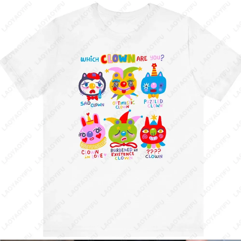 Clown Quiz Print T-shirt Women Cotton Tees Graphic T Shirts Aesthetic Clothes 2yk Tops Shirts for Women Gothic Casual Streetwear