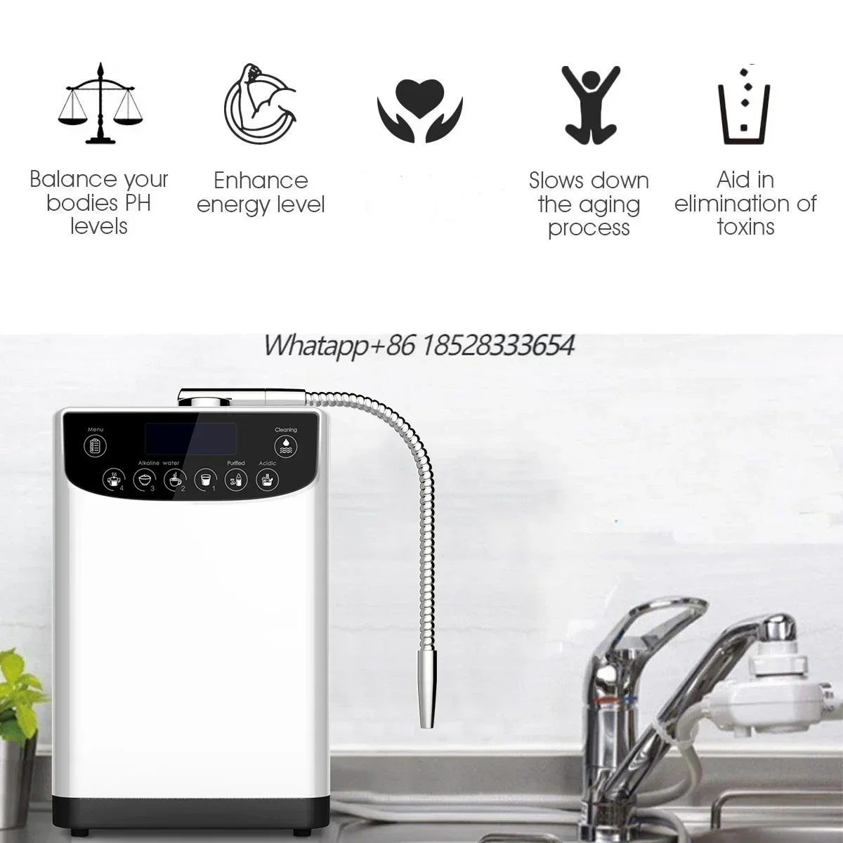 LED Water Ionizer Purifier Machine PH4.5-10.5 Alkaline Acid Water Filter Hydrogen water generator Orp-500