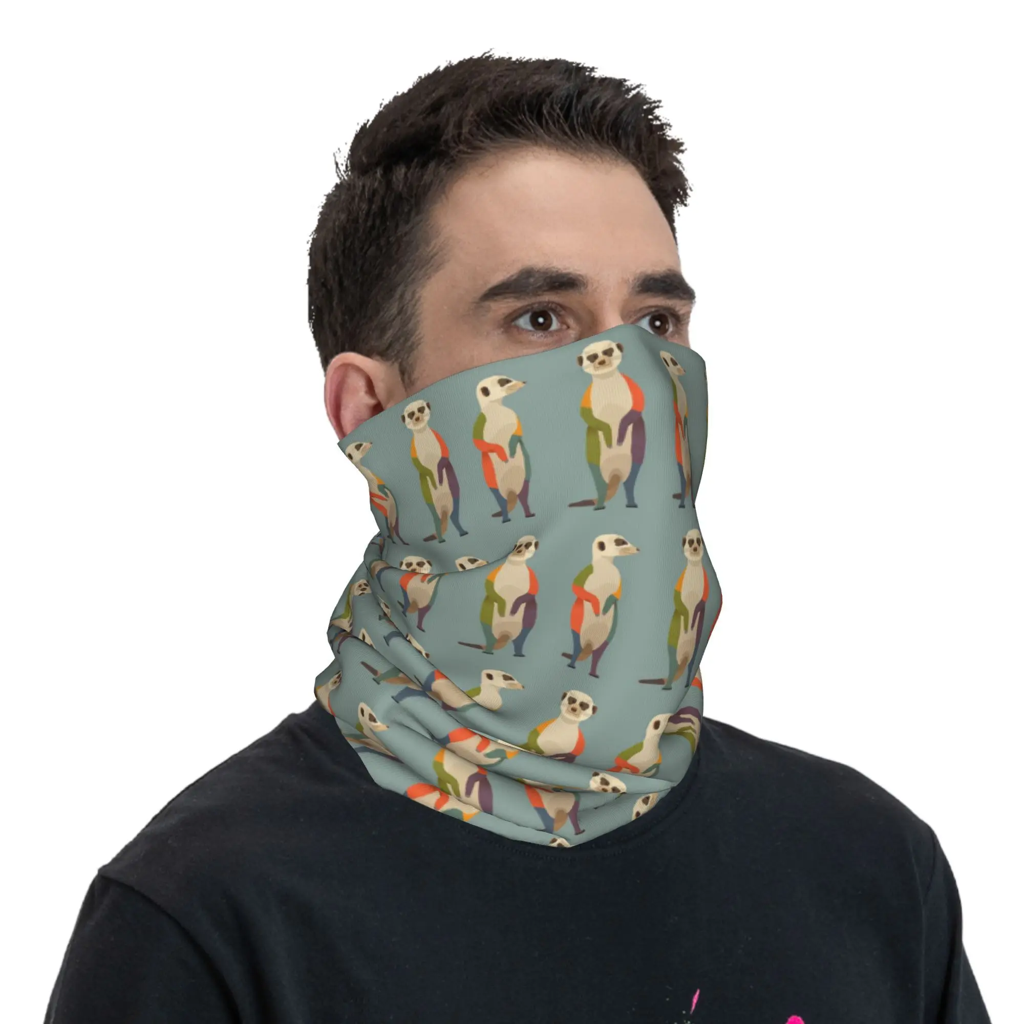 وشاح وجه مطبوع عليه Hello Meerkats Bandana للرقبة، عصابة رأس متعددة الاستخدام، رياضية خارجية للجنسين، للبالغين طوال الموسم