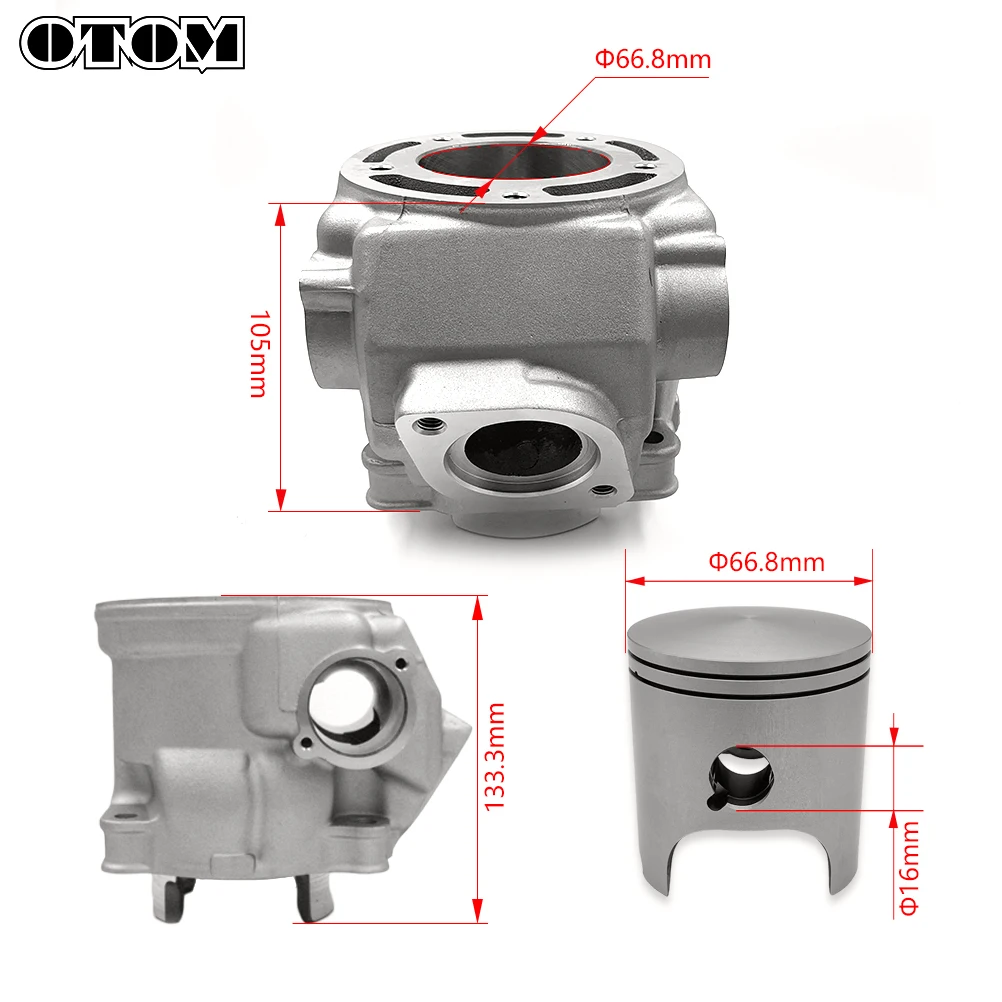 Motorcycle 2 Stroke DT230 Cylinder Kit 66.8mm Cylinder Block Piston Gasket Piston Ring For YAMAHA Loncin MT250 TSE250R KEWS K16