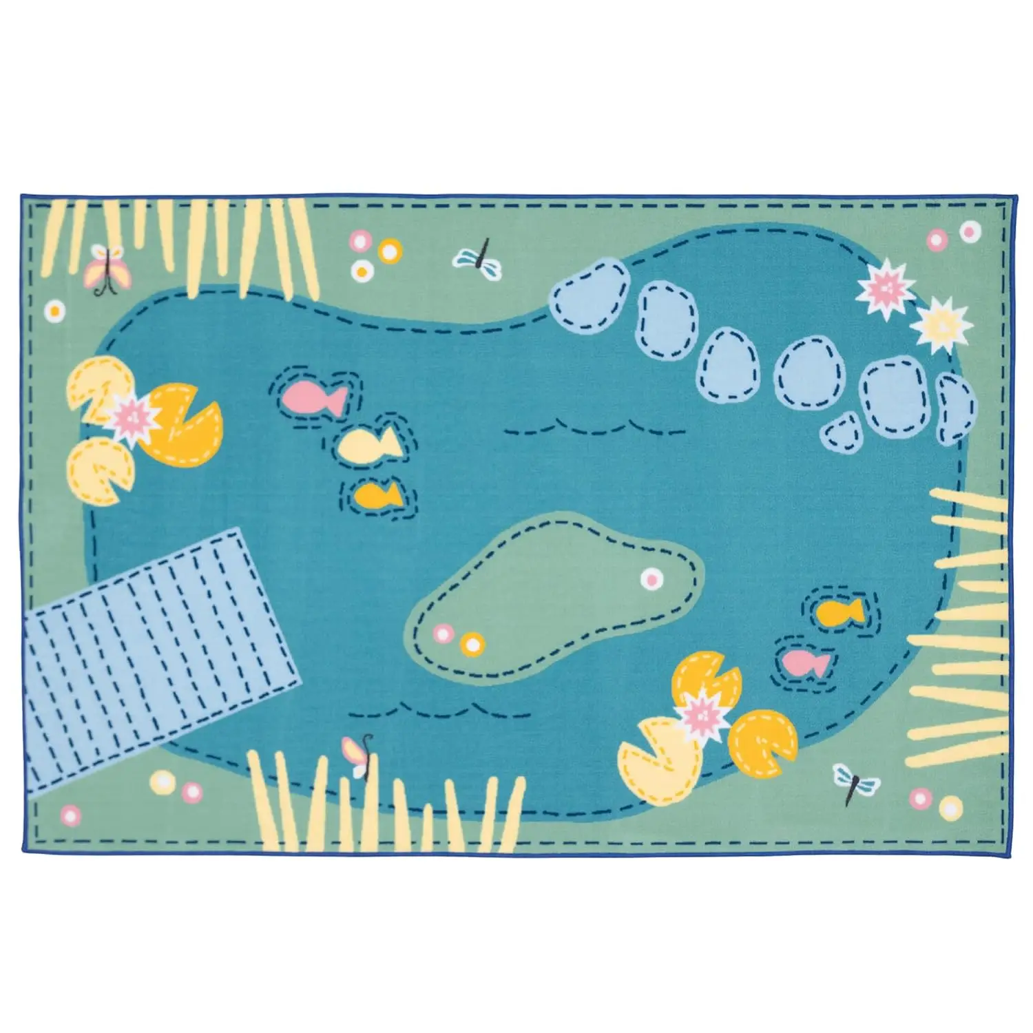 KID$Value 37.68 Tranquil Pond Tranquil Colors Value Kids Playroom Block Play Rug 3ft x 4ft 6in Rectangle Green