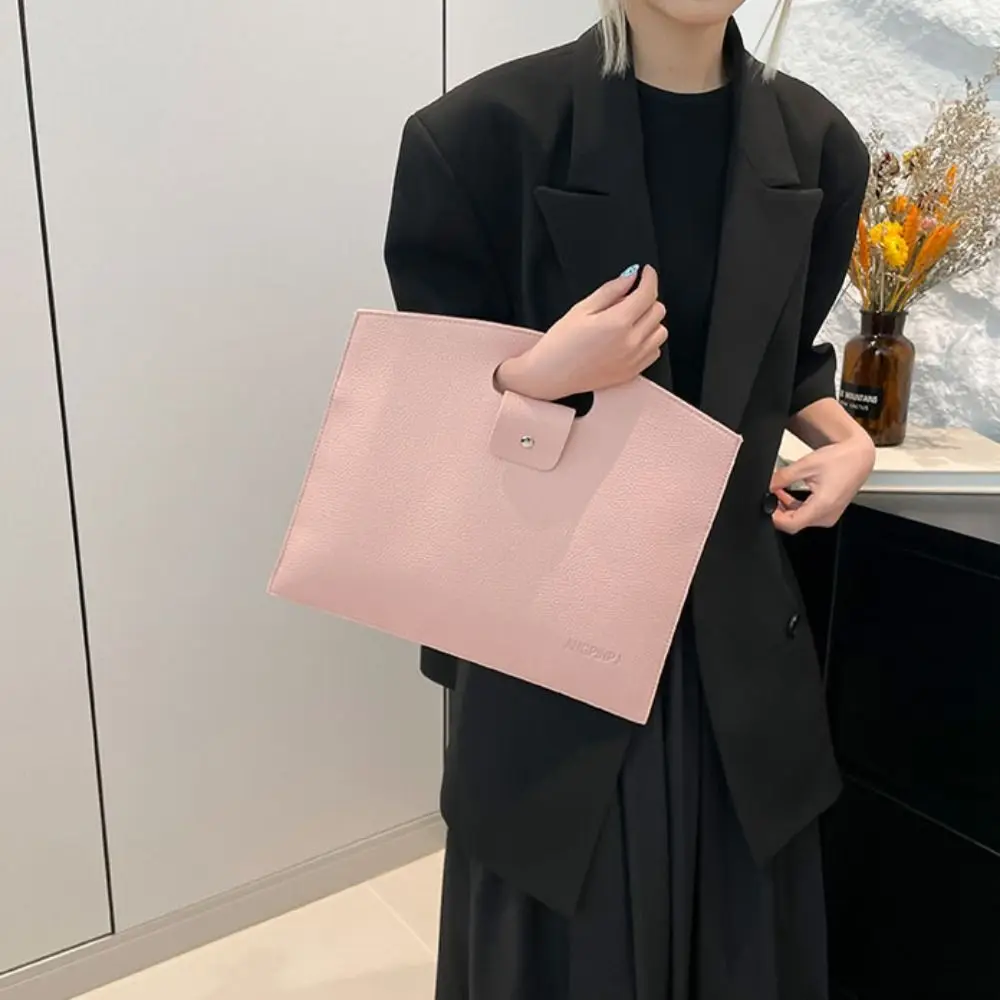 Borsa tote per documenti da ufficio in PU alla moda Borsa per laptop di grande capacità Borsa per computer Borsa per documenti in tinta unita Borsa da viaggio