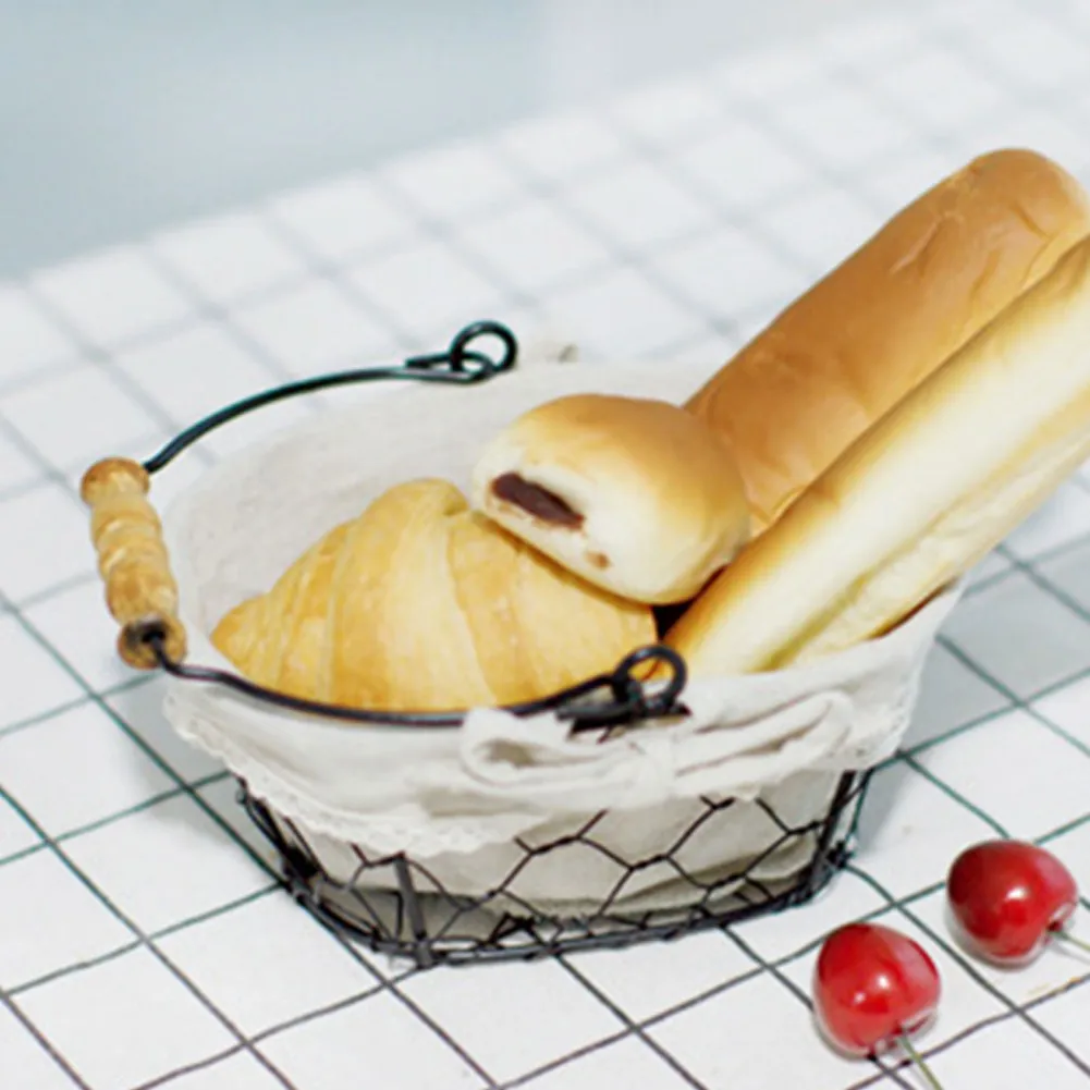 Vintage Wrought Iron ตะกร้าเก็บจับที่เก็บเครื่องครัวตะกร้าผลไม้ตะกร้าขนมปังเดสก์ท็อปตะกร้าองค์กร