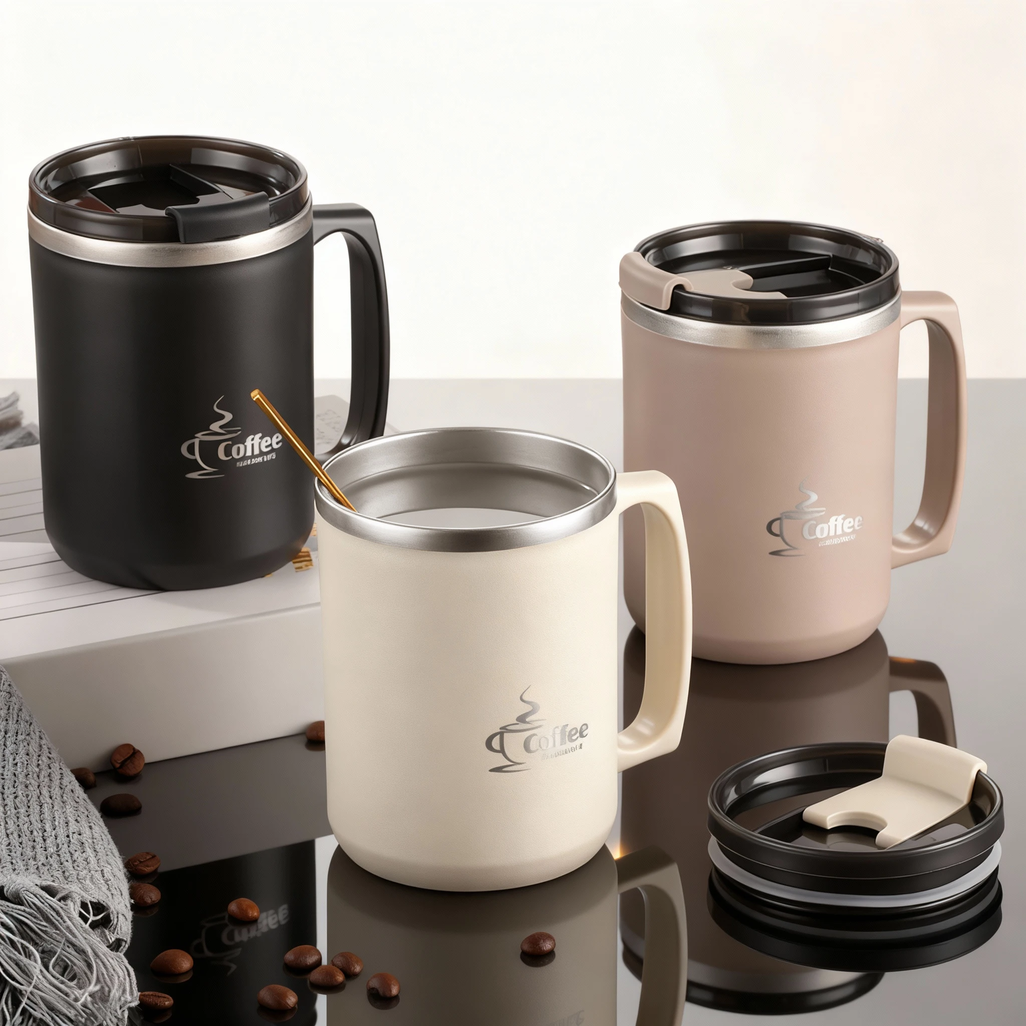 

Portable Thermos Coffee Mug with Handle Sealed 304 Stainless Steel Double Wall Insulated Drinking Cup For Cold And Hot Drinks