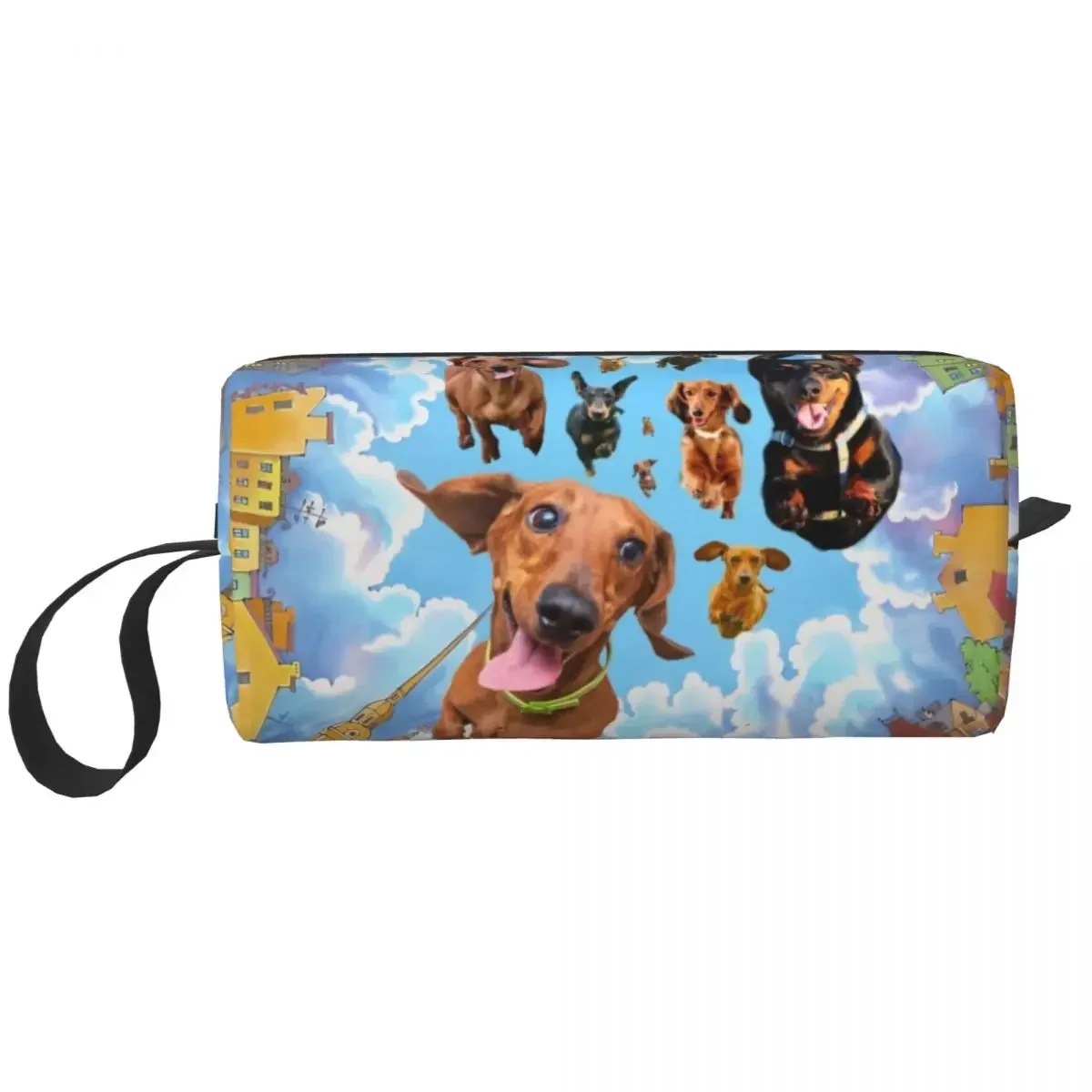 Dachshund Falling Down Makeup Bag Women Travel Cosmetic Organizer Kawaii Wiener Badger Sausage Dog Storage Toiletry Bags