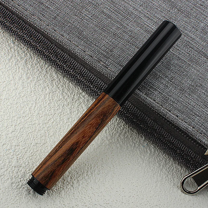 Metal Wood Mini Fountain Pen EF/F/M/Bent Nib,  Mini Short Pocket Writing Pen with Converter