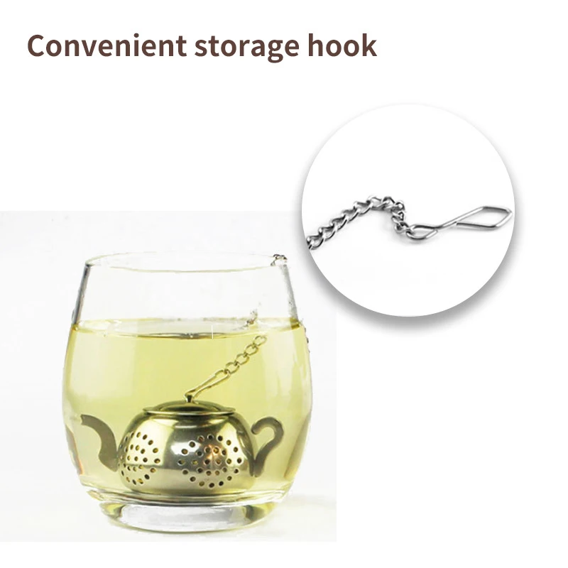 24 PCS Tea Strainer Teapot Shape Loose Tea Infuser Stainless Steel Herbal Spice Filter with Chain Drip Tray Wholesale XB