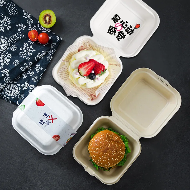 20PCS Disposable Cake Burger Boxes Takeaway Packaging Boxes Shuffle Fruit Dumpling Snack Boxes Microwaveable