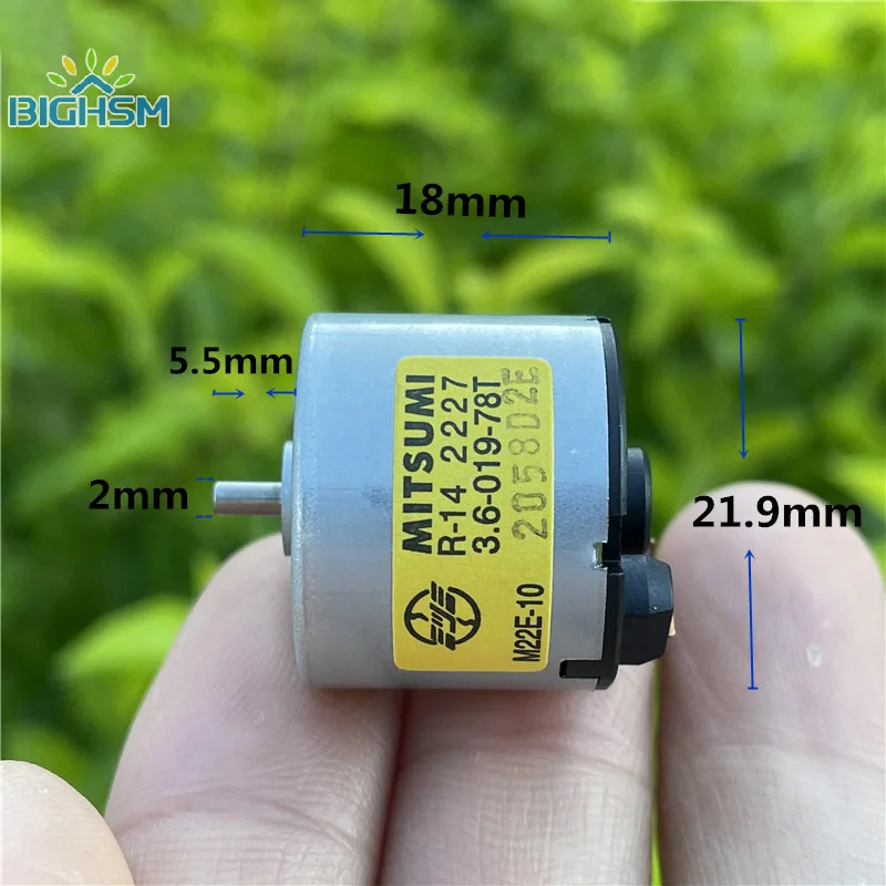 MITSUMI M22E-10 11/12 6 극 로터 310 DC 모터, 마이크로 22mm, 3.7V-6V 고속 엔진, 문신 기계 면도기