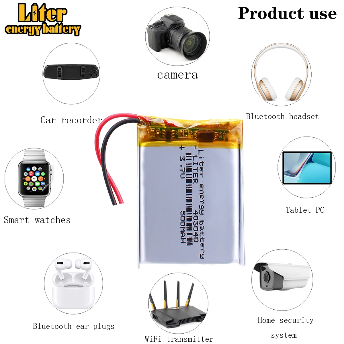 Best Battery Brand 3.7V 500mAh 403040 Rechargeable Polymer Lithium Battery for GPS Bluetooth Headset