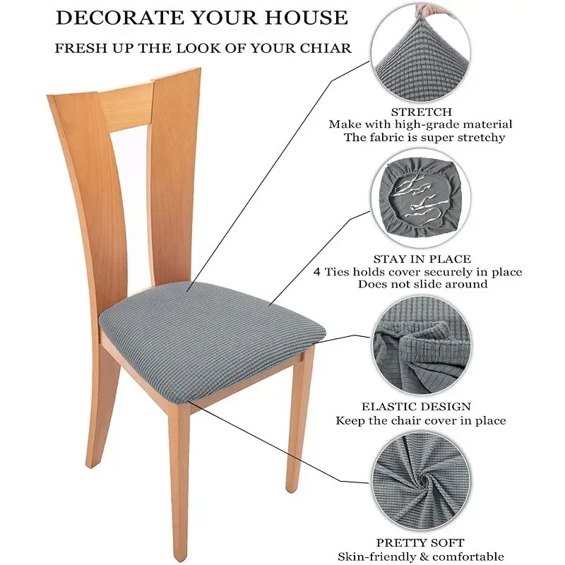 2024 Water-repellent Elastic Cushion Chair Cover Universal Chair Straps Cushion Cover Without Backrest Seat Cover Home Textile