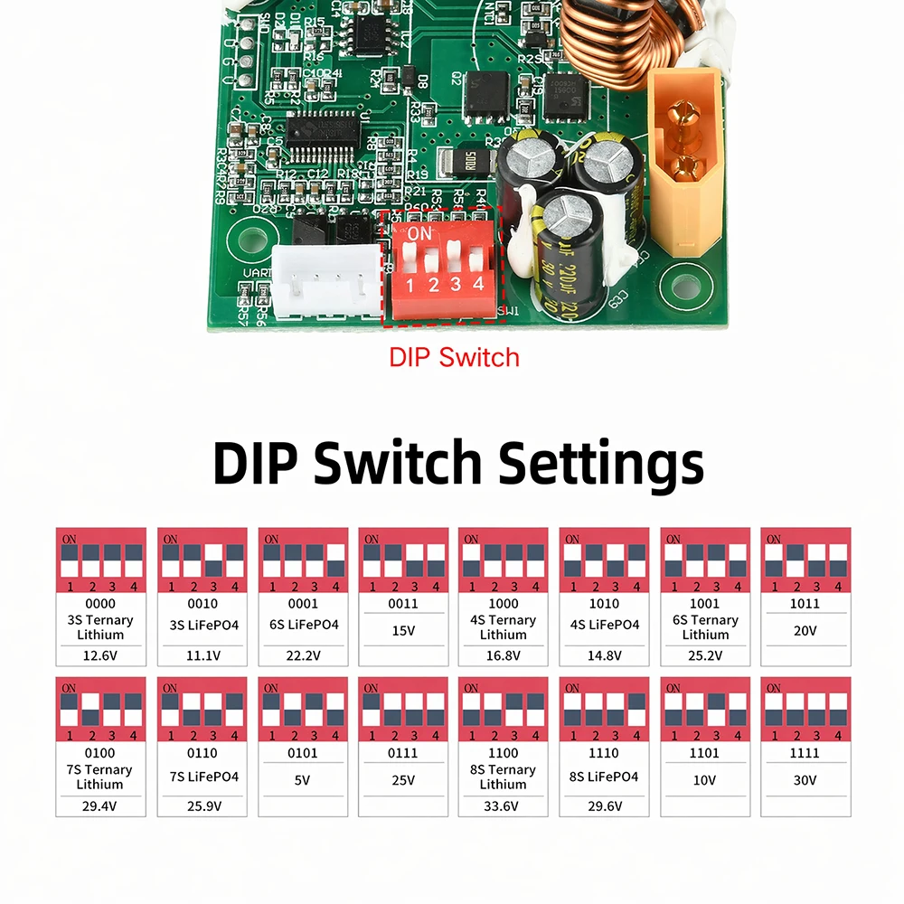 100W Solar-Controller mit Maximum Power Point Tracking (MPPT) und intelligenter Leistungsverfolgung für 12V/24V-Energiespeichersysteme, DIP-Schalter für – Detail 6