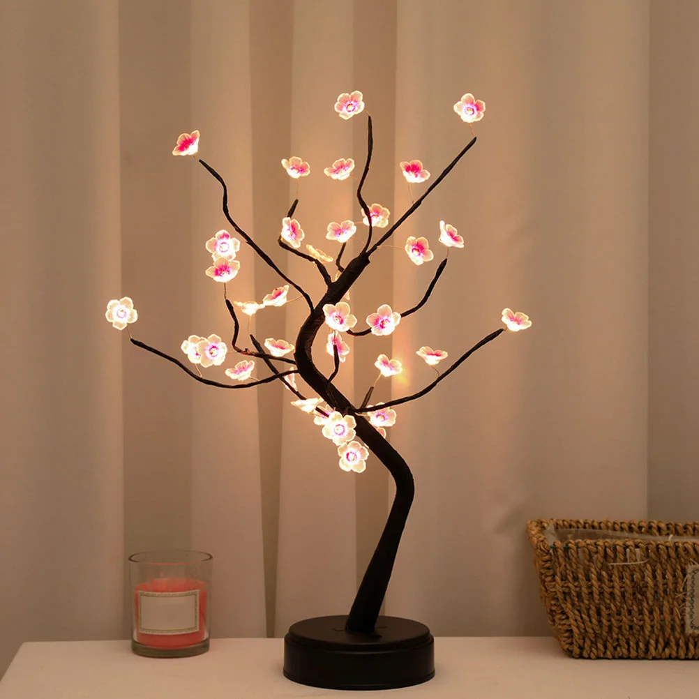 

1pc Flower Tree Pink Lamp Decor Premium Desktop Lamp For Bedroom Home Tree Shape Night Light Decorative Small Night Light
