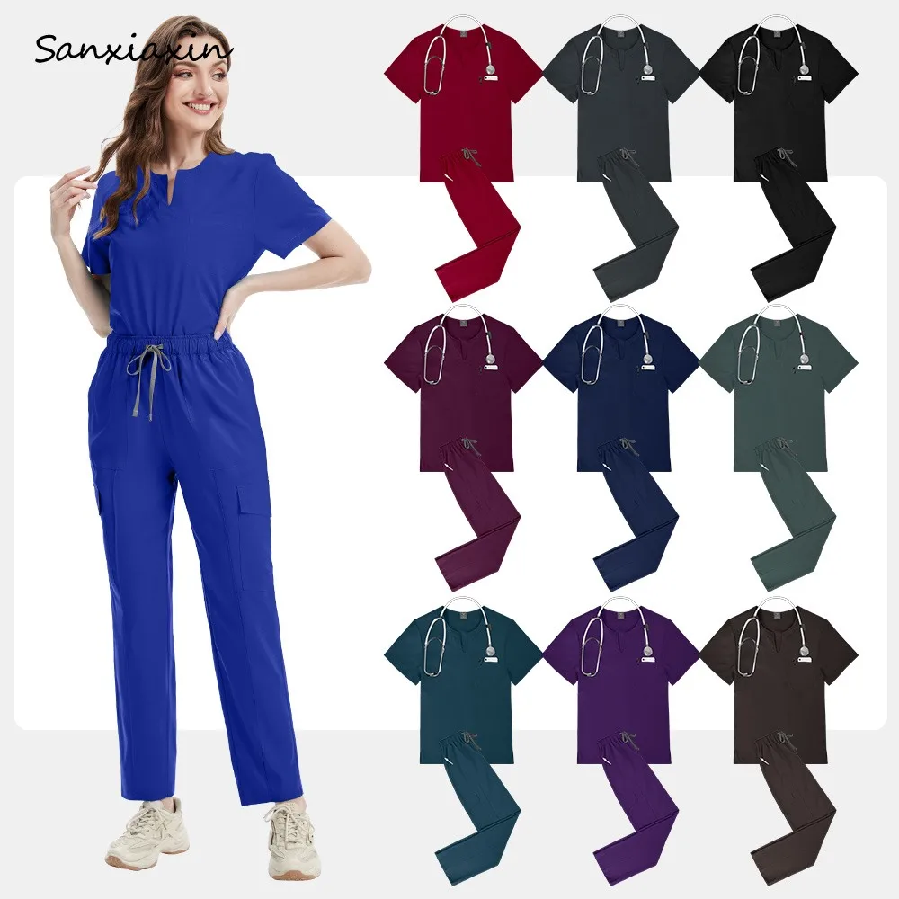 

Набор скрабов для кормления, растягивающаяся спецодежда для салона красоты, медицинская хирургическая форма, комплект рабочей униформы для домашних животных, больницы, врача, аксессуары для медсестер