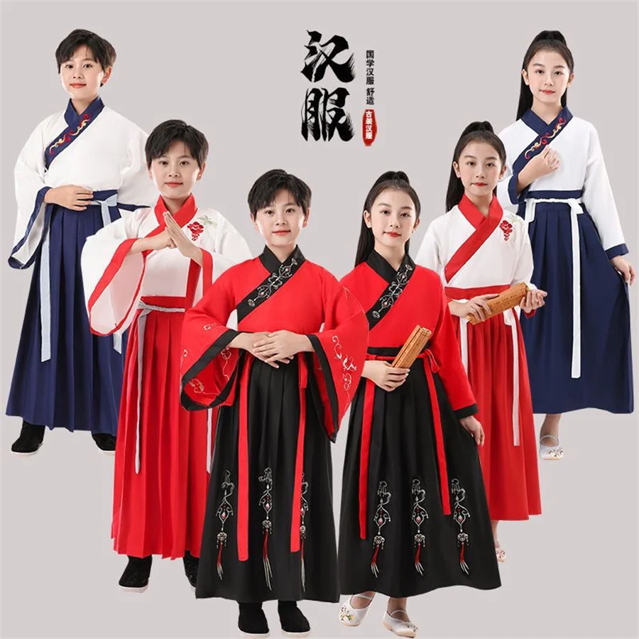 

Hanfu Dress Ancient Chinese Costume Kids Children Clothing Folk Dance Performance Christmas Traditional Dresses For Boy and Girl