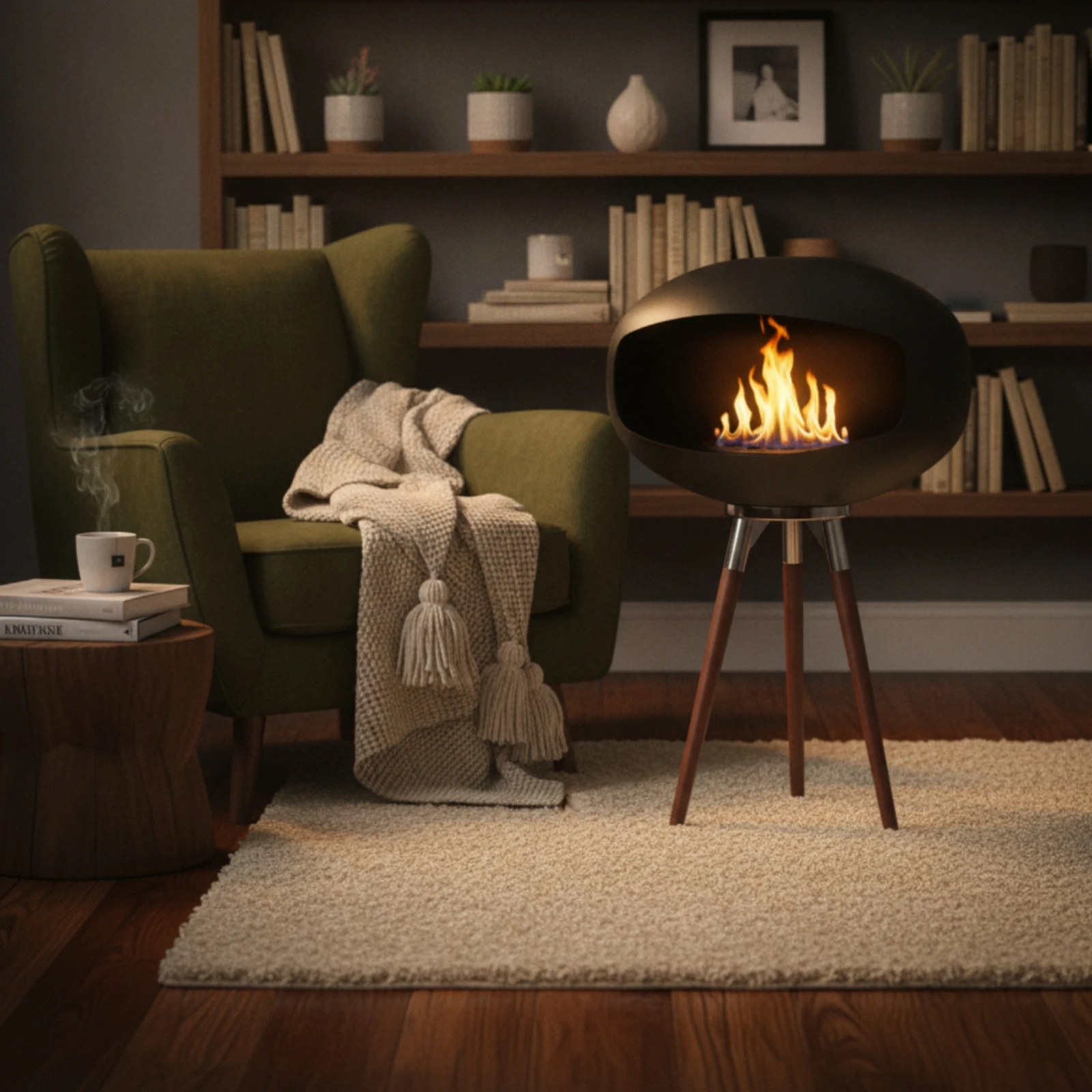 Tripod Fireplace Portable Ethanol Fireplace Fire Bowl Clean-Combusting Heater Smokeless for Homeowners, Terrace, Living Room view 6