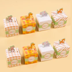 8pcs Wild One Animal Gift Boxes Monkey Tiger Safari Animal Candy Boxes Jungle Birthday Party Gift Packaging Box Kids Favors