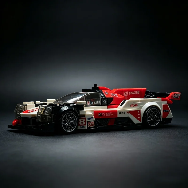 

2026 New Red White Building Block Racing Car Model Adult DIY Assembled Sports Car Desktop Collectible Stress Relief Ornament