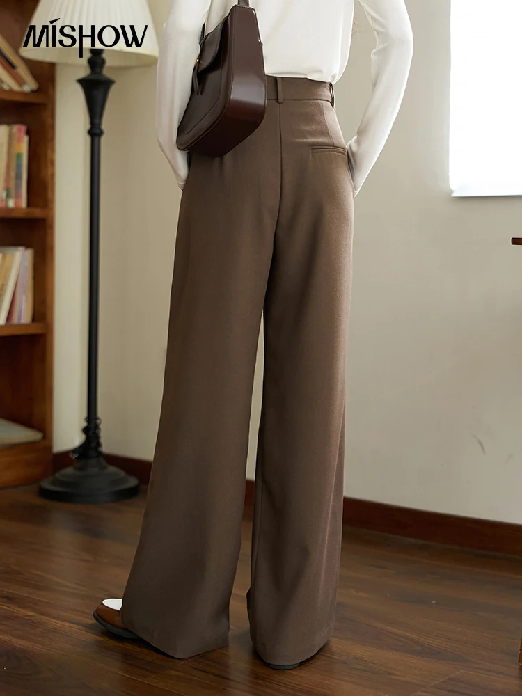 MISHOW traje pantalones casuales para mujer otoño 2023 coreano cintura alta sólido femenino longitud completa pantalones de pierna ancha Oficina