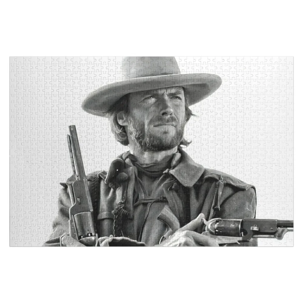 Clint Eastwood, Black and White, Vintage Cowboy Wall art Jigsaw Puzzle With Photo Custom Child Puzzle