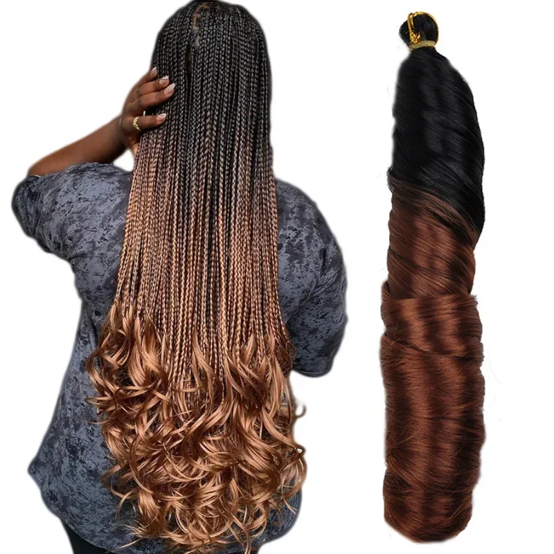 Onda solta trança de cabelo sintético espiral cachos extensões de cabelo de crochê pré esticado cachos franceses ombre tranças de cabelo para mulher