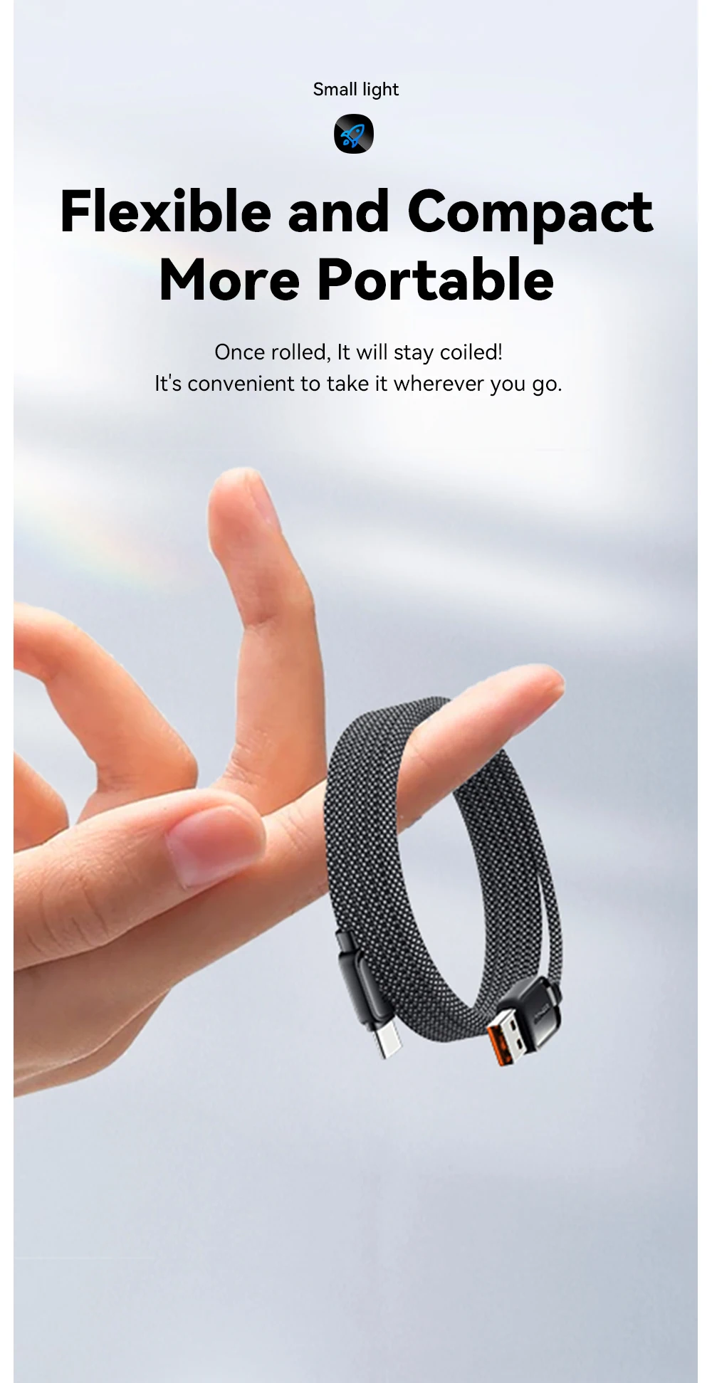Essager 7A Magnetic Fast Charger Cable USB A To Type C Magic Rope USBC Magnetic Cable Self Winding Cable For Vivo Oneplus OPPO