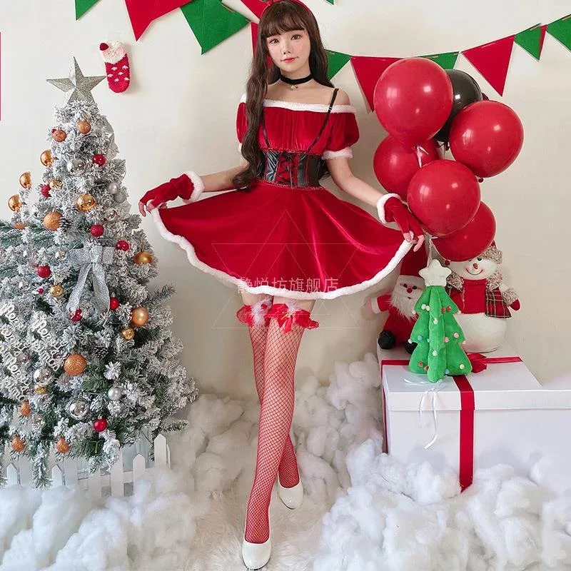 새로운 크리스마스 드레스 빨간색 섹시한 흰색 모피 드레스 크리스마스 드레스 성인 새해 나이트 클럽 바 파티 드레스 드레스