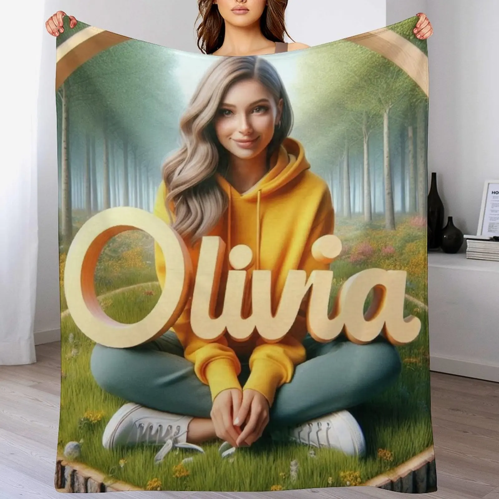 Olivia Throw Blanket Soft Solid Color Blanket for Couch Bed