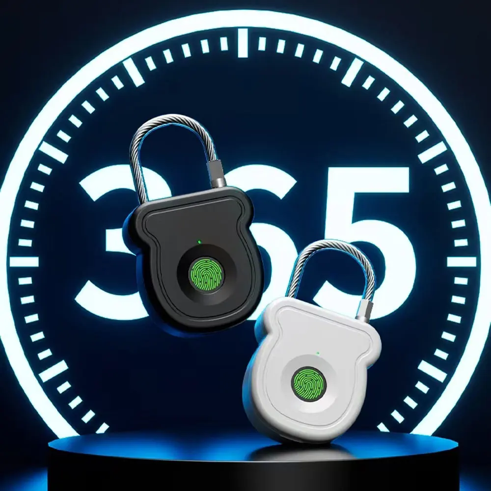 Keyless Fingerprint Biometrics Padlock Electric Lock 20 Users Plastic Material