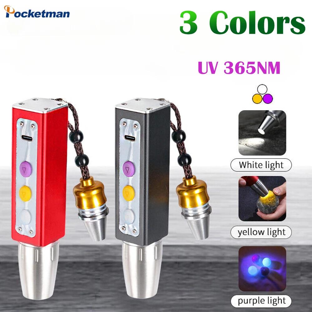 

Jade Detector Light 3-Mode Identification Jade Flashlight 365NM Ultraviolet Aluminum Alloy Handlight Strong Light Gems Amber