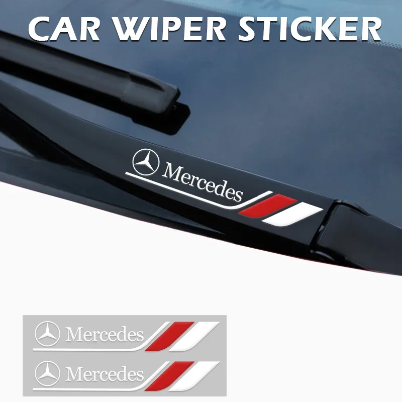 2PCS Car window wiper sticker creative modified car logo badge Applicable to Mercedes-Benz A B R G GLK GLA w204 W251 W463 W176.