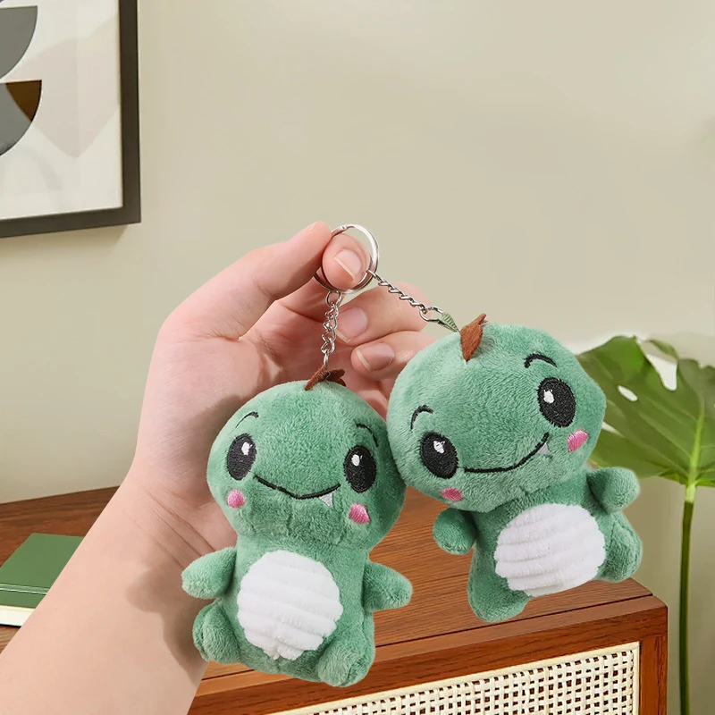 Cute Blush Dinosaur Plush Keychain Cartoon Animal Stuffed Doll Keyring Lovely Backpack Pendant Decoration Best Friend Gifts