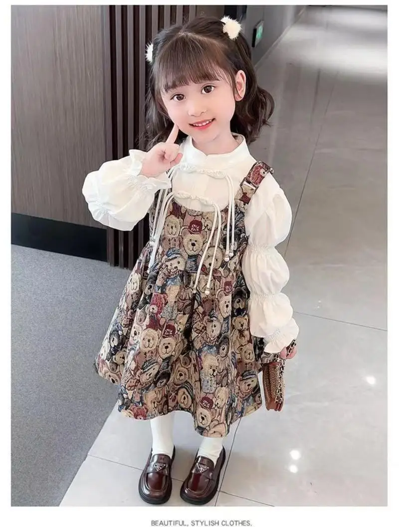 2023 New Fashion Chinese Style Girl Spring and Autumn Princess Two Piece Dress Comfortable and Loose fitting Trend