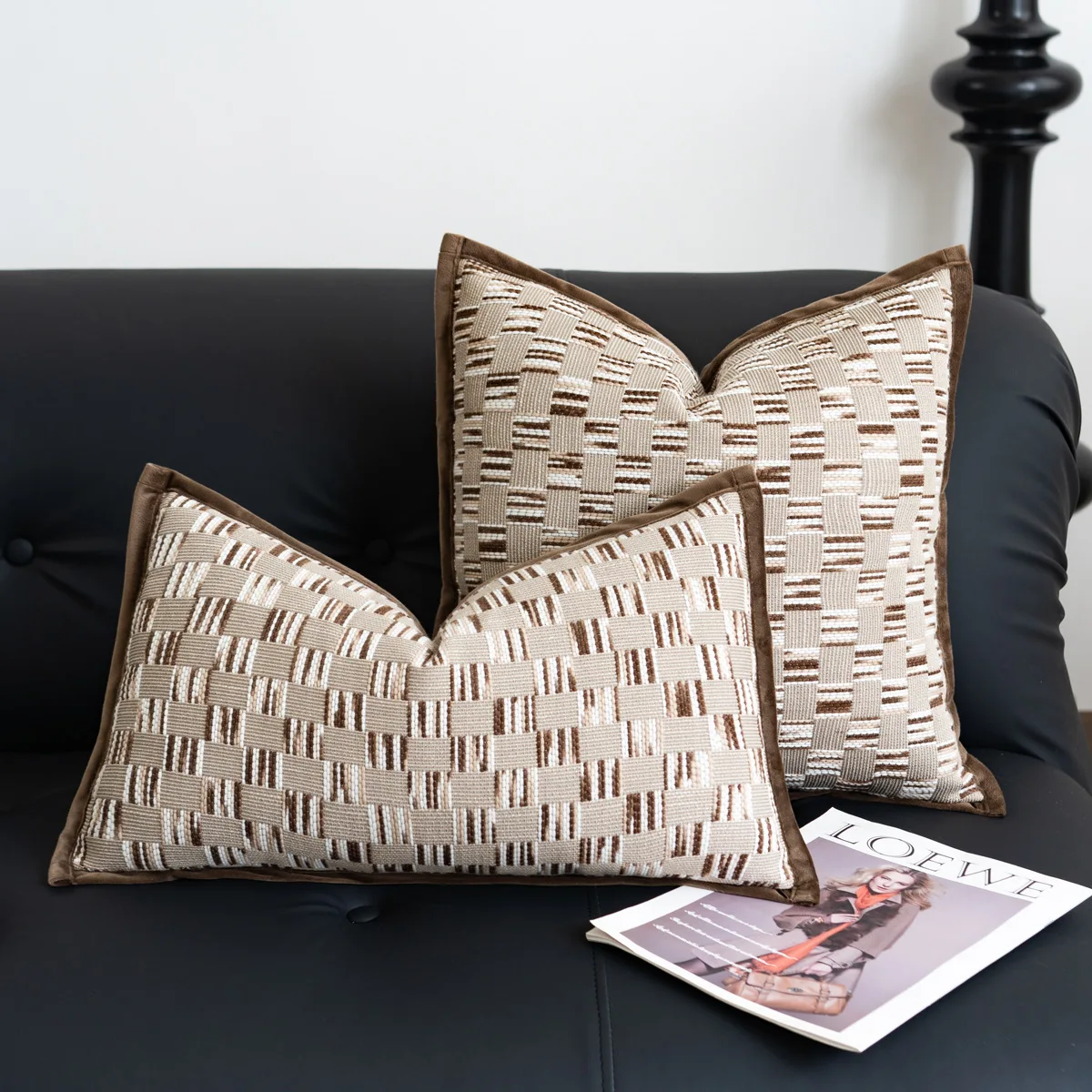 Premium Chenille Jacquard Woven Cushion Cover Melard Vintage Throw Pillow Cover Mid Century Modern Sofa Cushion Case Home Decor