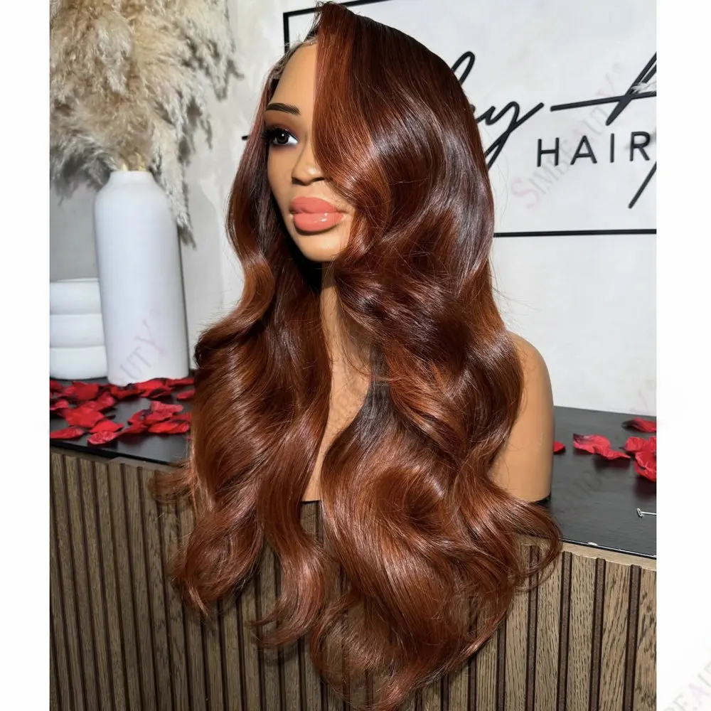طويل فضفاض موجة الزنجبيل البرتقالي البني Hightlight360Lace شعر مستعار أمامي شعر الإنسان الدانتيل الشفاف سهلة Intsall Glueless5x5HD شعر مستعار دانتيل #4
