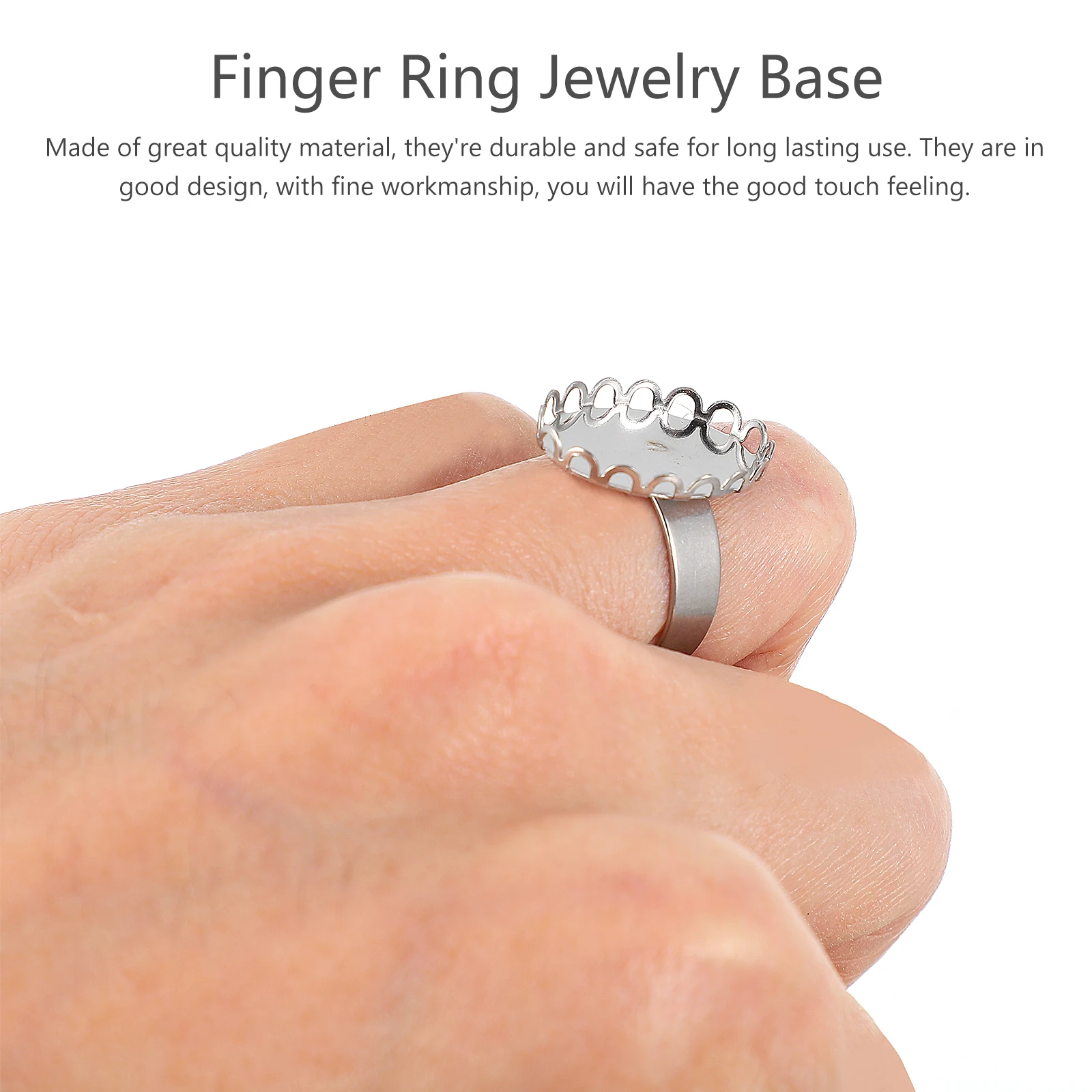 

10pcs Steel Ring Base Durable Smooth DIY Craft Ring Setting Metal Rings Finger Jewelry Making Round Accessories
