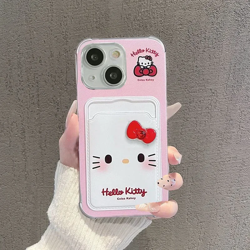 ثلاثية الأبعاد Bowknot مرحبا كيتي حامل بطاقة الحال بالنسبة ممن لهم Realme C55 C53 C35 C51 نوت 50 C11 2021 2020 9 Pro 9i C15 C31 C20 غلاف الهاتف