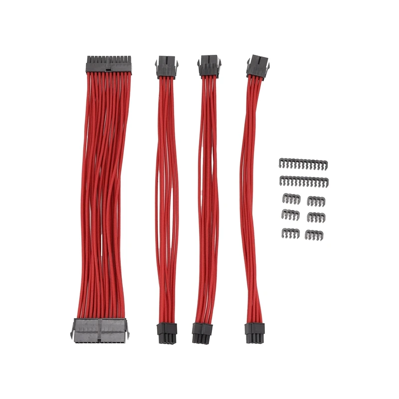 Top-9-Inch Braided Extension Cable Kit Basic Extension Cable For PC Case Comb Included ATX 24 Pin PCIE 6+2Pin CPU 4+4Pin