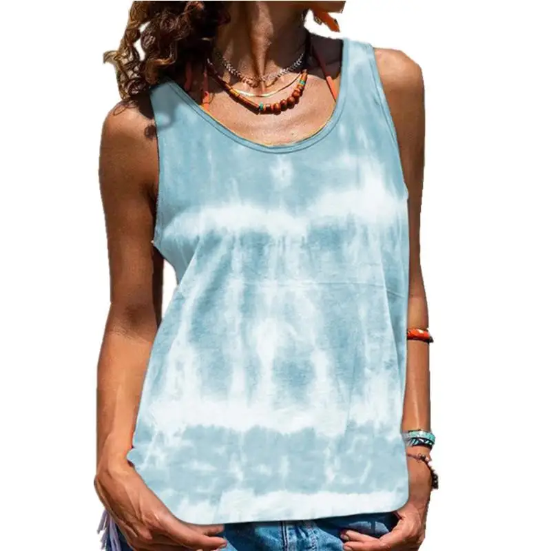Women's Street Sle Printed Svel Vest Top T-irt Loose Fit Polyester Casual Summer Faion Ladies' aphic Tee