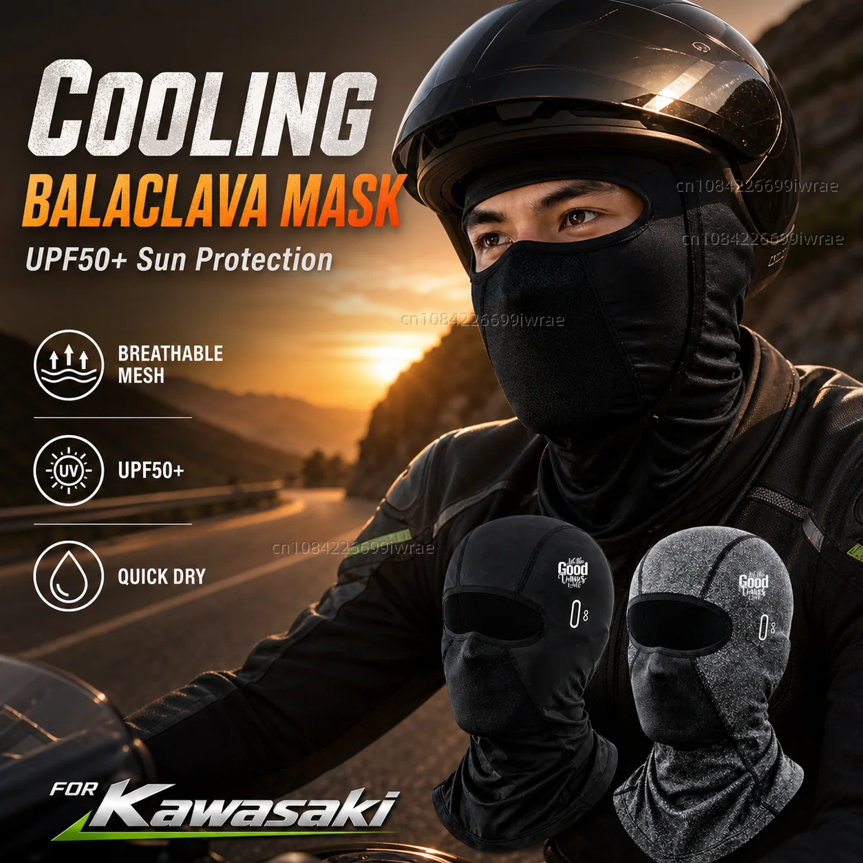 Cooling Motorcycle Balaclava Mask UPF50+ UV Protection Breathable Face Cover Summer For Kawasaki Ninja H2 H2R Zx6R Zx12R 400