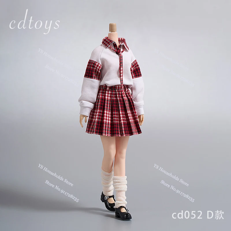 Cdtoys Cd052 1/6 Female Soldier School Uniform Set Lomg Sleeve Stand Collar Spliced Coat Plaid Short Skirt Suit For 12